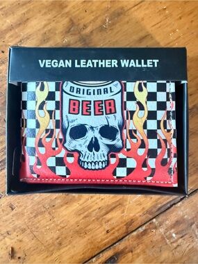 Beer Skull Vegan Leather Wallet Black Bi Fold